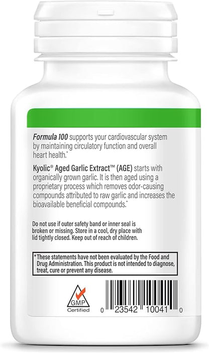 Kyolic Aged Garlic Extract Formula 100, Original Cardiovascular, 100 Capsules (Packaging May Vary)