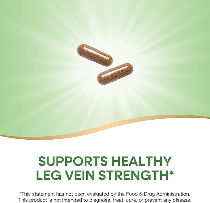 Nature's Way Leg Veins, Supports Healthy Leg Vein Strength*, 6-Herb Blend, With Horse Chestnut Extract, Dandelion, Gluten Free, 120 Vegan Capsules (Packaging May Vary)