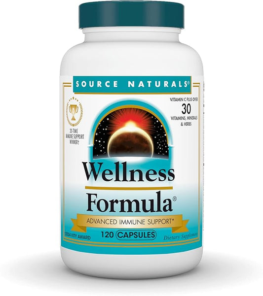 Source Naturals Wellness Formula, Advanced Immune Support*, Bio-Aligned Vitamins & Herbal Defense - Immune System Support Supplement & Immunity Booster - 120 Capsules
