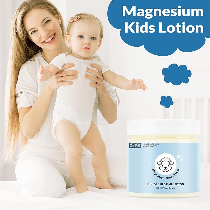 Magnesium Lotion for Kids - Magnesium Lotion for Sleep - Soothing Relief & Relaxation - Topical Magnesium Cream Helps Kids Stay Calm at Bedtime and During The Night - Without Melatonin