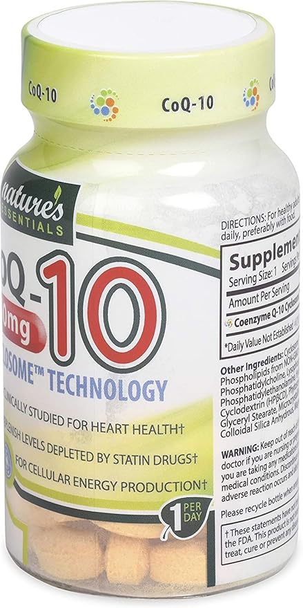 NATURE'S ESSENTIALS CoQ-10 200mg | Heart Health Support & Cellular Energy | Advanced Cyclosome Liposomal Delivery | Non-GMO, Gluten Free, Vegetarian | 60 Tablets