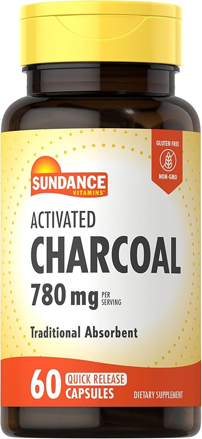 Sundance Activated Charcoal 780mg | 60 Quick Release Capsules | Traditional Absorbent Supplement | Non-GMO and Gluten Free Supplement