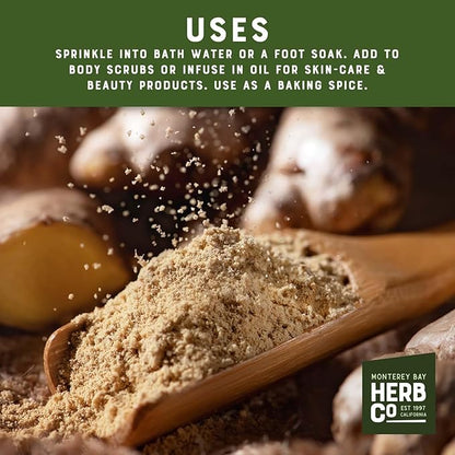 MONTEREY BAY HERB CO. Ginger Root Powder | Pungent Spice | Add to Foods | Use in Bath Soaks & Body Scrubs (1/4 Pound, Powder)