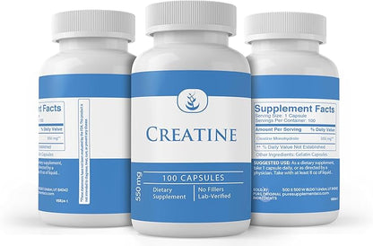 PURE ORIGINAL INGREDIENTS Creatine, (100 Capsules) Always Pure, No Additives Or Fillers, Lab Verified