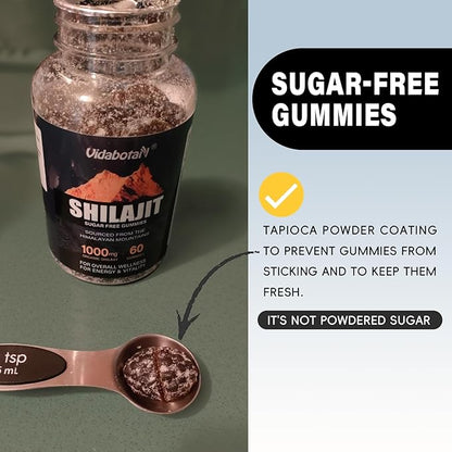 Sugar Free Shilajit Gummies 1000mg – Pure Shilajit Supplement for Men & Women – 85+ Trace Minerals & Fulvic Acid with Ashwagandha- Energy, Brain, Immunity –Mixed Berry Flavor,60 Gummies