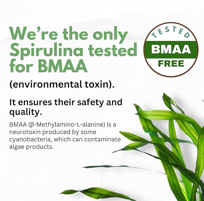 Chlorella Spirulina Powder Capsules Organic 3000 mg of BMAA Free Purest Blue Green Algae - Best Natural Detox Raw Vegan Vitamins Protein Green Superfood - Made in USA