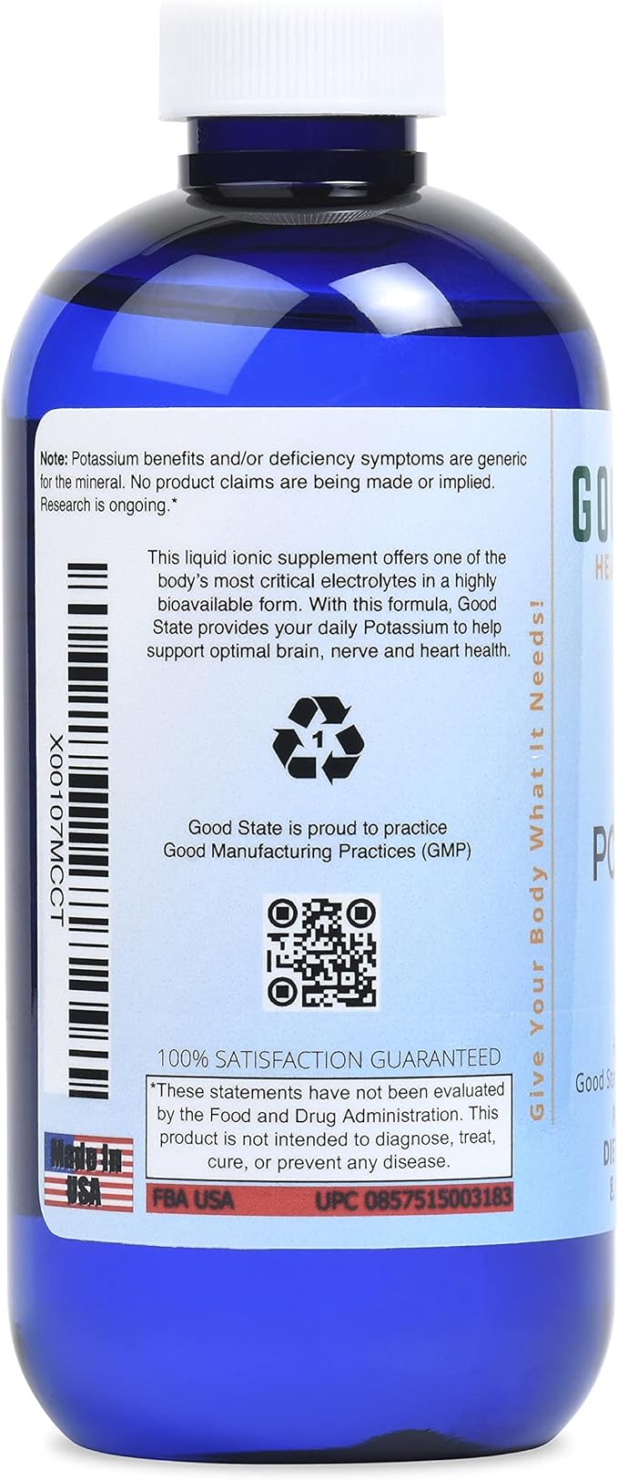 Good State Liquid Ionic Potassium (48 servings at 99 mg elemental, plus 2 mg fulvic acid - 8 fl oz)