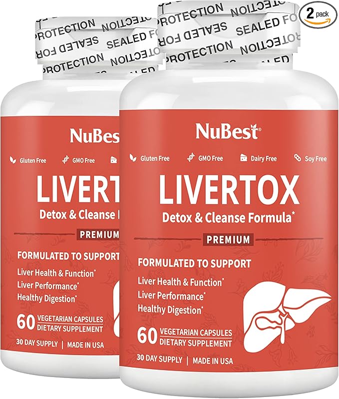 NuBest Liver Cleanse Detox & Repair - Liver Supplement by LIVERTOX with Milk Thistle, Choline, Beet, Turmeric, Artichoke & Dandelion - Liver Supplement Supports Healthy Liver - Pack 2
