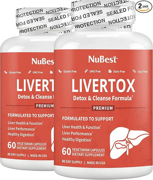 NuBest Liver Cleanse Detox & Repair - Liver Supplement by LIVERTOX with Milk Thistle, Choline, Beet, Turmeric, Artichoke & Dandelion - Liver Supplement Supports Healthy Liver - Pack 2