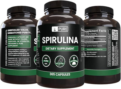 Pure Original Ingredients Spirulina (365 Capsules) No Magnesium Or Rice Fillers, Always Pure, Lab Verified
