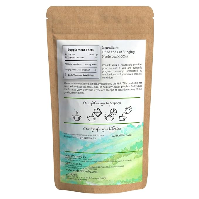 4 oz. Dried Nettle Leaf Tea Ortiga Planta Nettle Herb Bulk Stinging Nettle Leaf Herb Tea (Urtica dioica) & Propolis Extract Drops - Propolis Tincture 2040mg Liquid Herbal Supplement - 2 Oz, Pack of 1