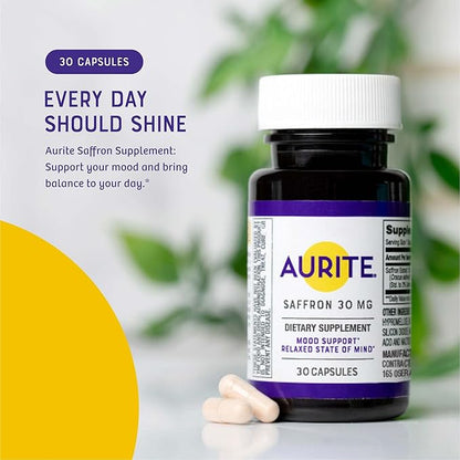 Saffron Supplement | Stress Management, Herbal Mood Support, Long-Term Memory, for Women & Men. 30 Count, Saffron 30mg, Vegetarian Friendly, Non-GMO, Gluten-Free, Soy-Free (1 Months of Supply)