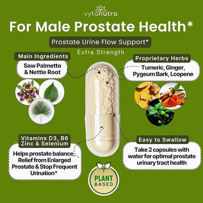 Ultimate Prostate - Health Support Supplement with Saw Palmetto, Nettle Root, Pygeum, Turmeric, Zinc, Vitamin D3-60 Count (Pack of 1)
