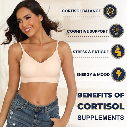 Cortisol Supplement with Ashwagandha,Magnesium,Rhodiola Rosea,L Theanine,Hormone Balance for Women 120 Vegan Capsules (Pack of 1)