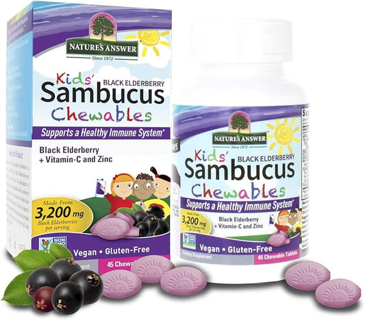 Nature's Answer Kids Sambucus Chewables Black Elderberry with Vitamin C and Zinc