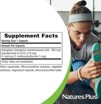 NaturesPlus Herbal Actives Astragalus - 60 Capsules - Immune System Support - Vegan, Gluten Free - 60 Servings