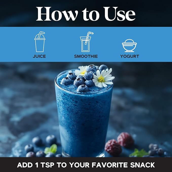 Blue Spirulina Organic Powder – Premium Non-GMO Blue Algae for Smoothies, Drinks, and Recipes – Antioxidants, Energy, and Skin Benefits – 1.06oz