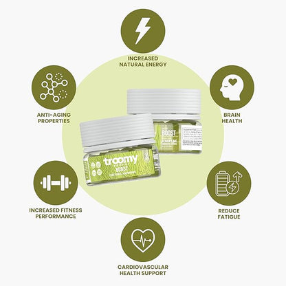 Troomy Boost Cordyceps All Natural Mushroom Gummies - Supports Active Lifestyle & Hyper Focus - Lemon Lime - 30 Count
