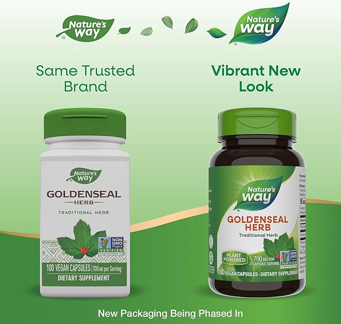 Nature's Way Goldenseal, Traditional Herb, 700 mg per 2-Capsule Serving, Non-GMO Project Verified, Vegan, 100 Capsules