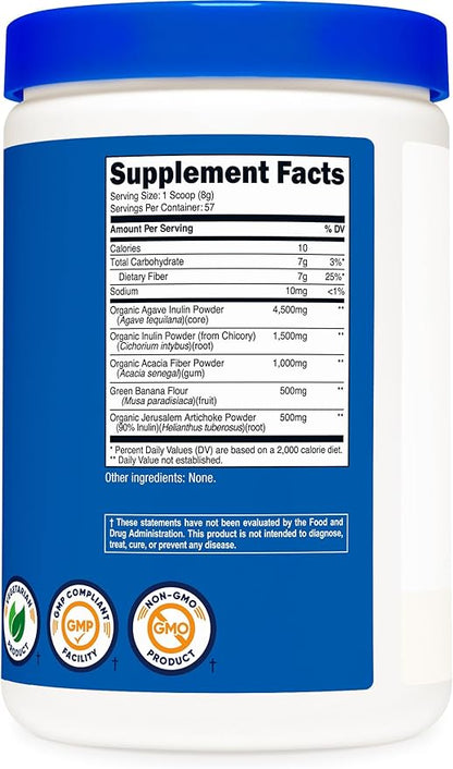 Nutricost Prebiotic Fiber Unflavored (1 Pound) - Vegan, Gluten-Free, GMO-Free
