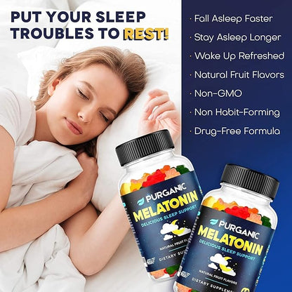 (2-Pack) Melatonin Gummies for Kids & Adults - Sleep Aid Gummy Vitamins - 5mg or 10mg Dose - Natural Assorted Fruit Flavor Supplement - Healthy Restful Deep Sleep Cycles - 120 Gummies