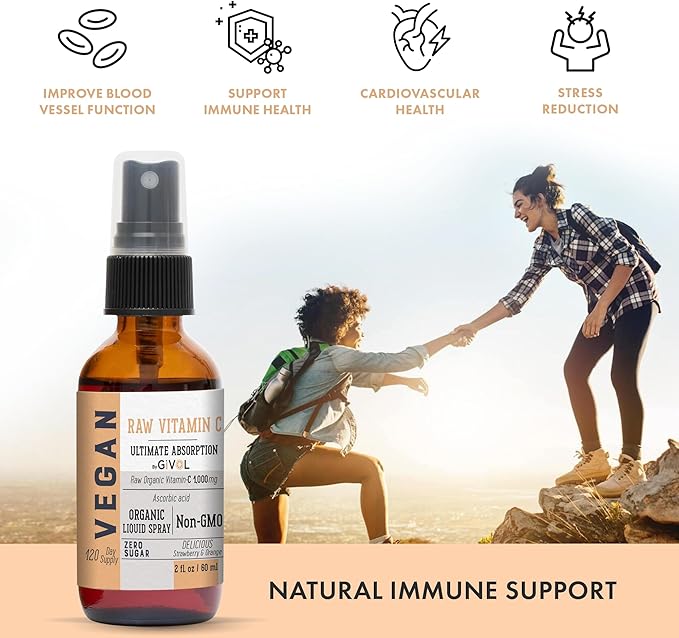 Vitamin D3+K2 Liquid Drops (MK4 & MK7) Organic Fractionated Coconut Oil and Vitamin C Extra Strength Spray Mist: Daily Absorption Liquid Extract, Essential Protein Support, Optimizes Wellness Benefits