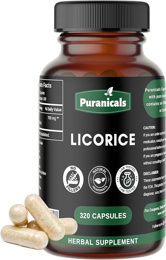 Licorice Premium 320 Capsules Non GMO and Gluten Free | Herbal Supplement | 700 mg Per Serving | Made with 100% Pure Licorice Root