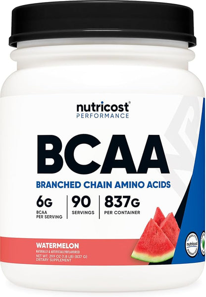 Nutricost BCAA Powder (Watermelon, 90 Serv) - Optimal 2:1:1 Ratio