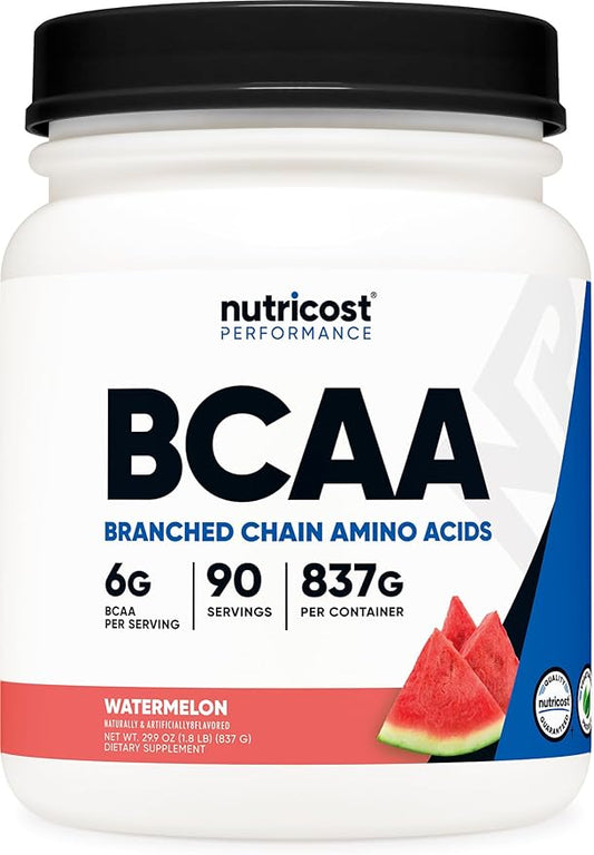 Nutricost BCAA Powder (Watermelon, 90 Serv) - Optimal 2:1:1 Ratio