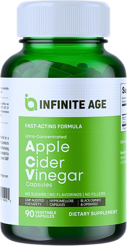 INFINITE AGE Wellness Bundle - Sea Moss Advanced 1250mg, Apple Cider Vinegar Capsules 1950mg - Made in The USA