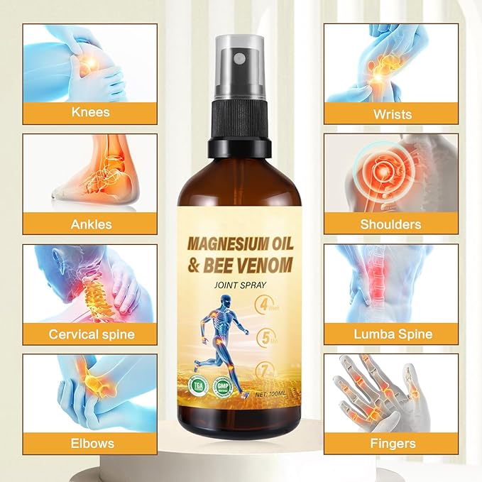 Magnesium Joint Spray, Magnesium Oil Bee Venom Joint Spray, for Relaxing and Joint Repair, Fast Absorbent, Non-Greasy (100ml/3.38oz) (2)