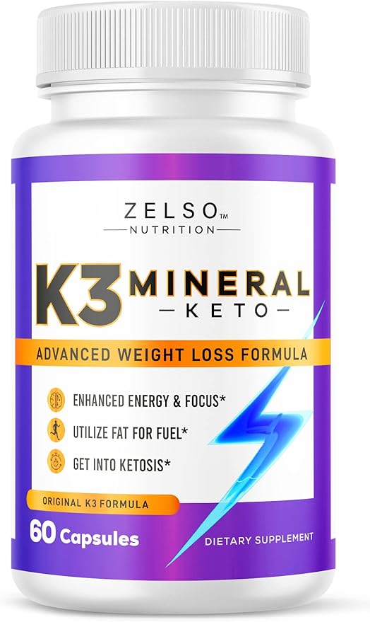 K3 Mineral Weight Loss Pills for Women and Men, K3 Mineral Pills - K3 Salt Mineral, Vitamin + K3 Capsules Supplement for Keto Weight Loss - 1 Month Supply