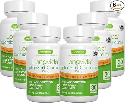 Igennus Longvida Lipidated Curcumin 500mg, Ultra Bioavailable & Sustained Action, Vegan, 180 Capsules