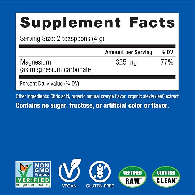 Natural Vitality Calm Magnesium Supplement, Anti-Stress Drink Mix Powder, Gluten Free, Vegan, & Non-GMO, Orange, 8 oz