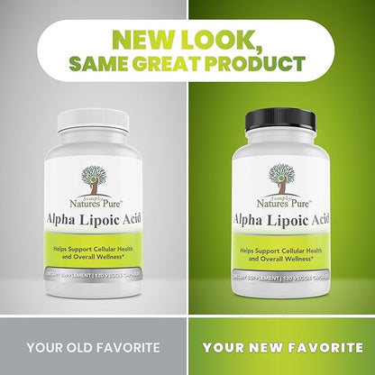 Simply Natures Pure Alpha Lipoic Acid 600mg 240 Veggie Capsules, Non-GMO Thioctic Acid 8 Month Supply