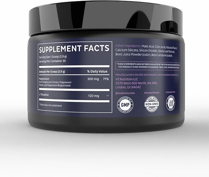 Premium Chelated Peach Mango Magnesium Glycinate, Malate, Citrate Triple Blend Magnesium Complex (Drink Mix (30 Serv.)