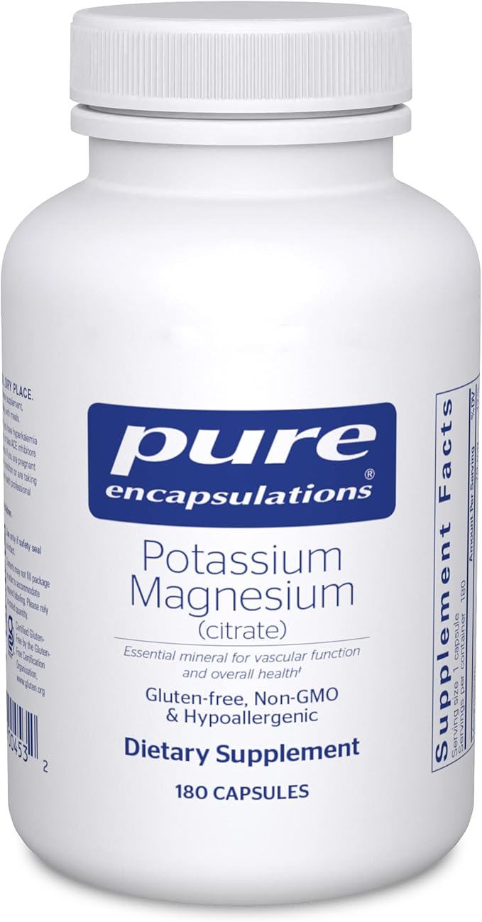 Pure Encapsulations Potassium Magnesium (Citrate) - for Heart Health & Bone Mineralization* - Optimal Absorption - Gluten Free & Non-GMO - 180 Capsules