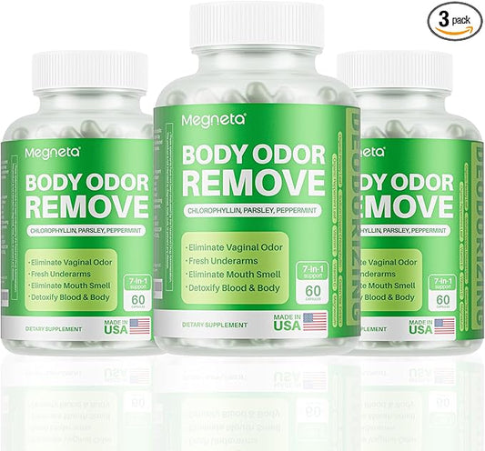 Body Deodorizing Supplement, Natural Internal Odor Control Pills for Men & Women, Chlorophyll Capsules for Skin, Breath, and Gut Health (180 Capsules)