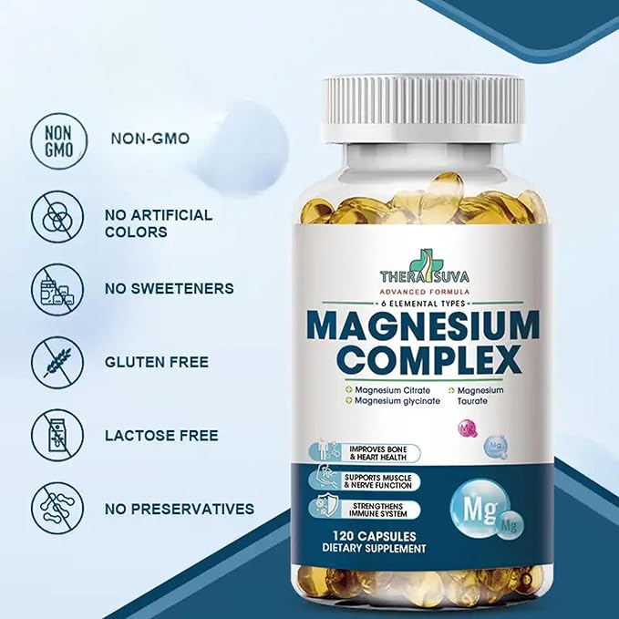 High Absorption Magnesium Complex | 6 Element Magnesium Complex for Muscle, Bone & Nerve Health - 120 Softgel Capsules, 60 Day Supply
