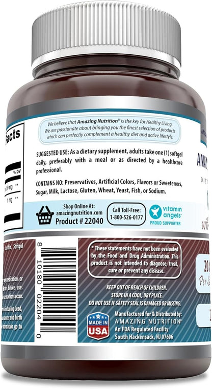 Amazing Formulas Lutein 20 mg with Zeaxanthin 800 mcg | Softgels Supplement | Non-GMO | Gluten Free | Made in USA (240 Count)