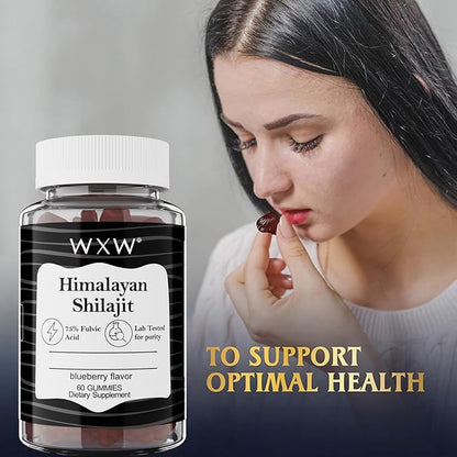 WXW Shilajit Gummies Pure Himalayan Organic Manuka Honey MGO +263 High Potency for Men & Women 85+ Trace Minerals 75% Fulsive Acid Lab Tested 120 Gummies