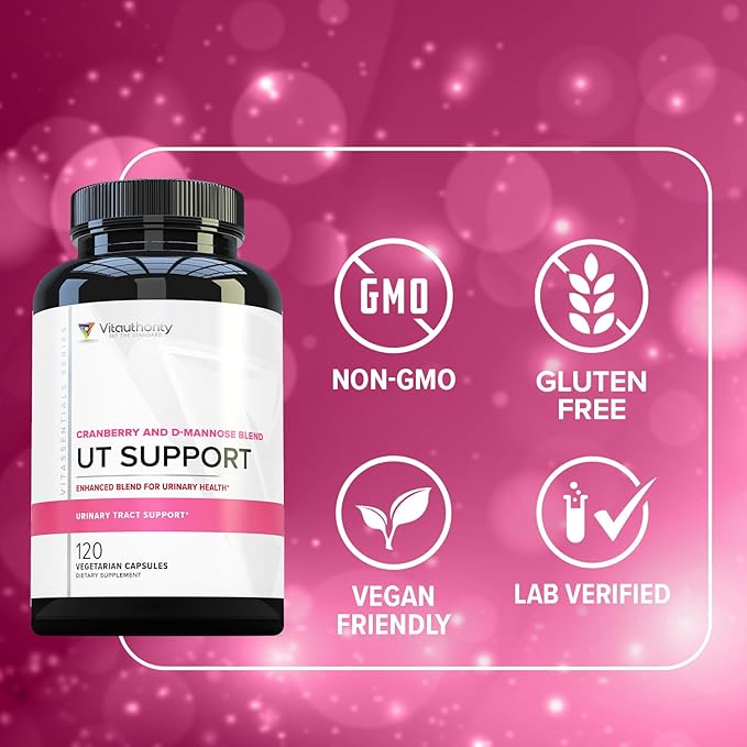 Vitauthority Fast Acting UTI Support Capsules- Cranberry Juice Powder for Utinary Tract Health and Preventitive Support- Enhanced Blend Promotes Urinary Health- 120 Vegetarian Capsules