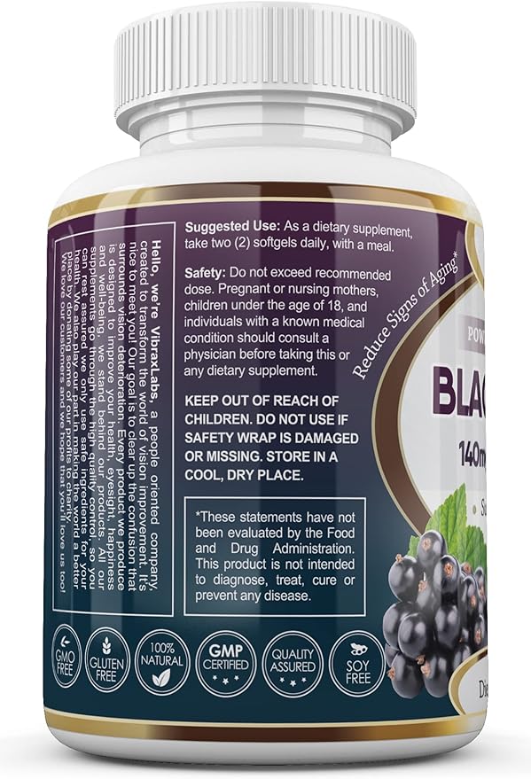 Black Currant Oil 1000mg - Hexane Free – Natural Anti Aging Antioxidant with High GLA Formula – Supports Hair, Skin, Joint & Eye Health – Premium Black Currant Seed Oil Softgel Supplement
