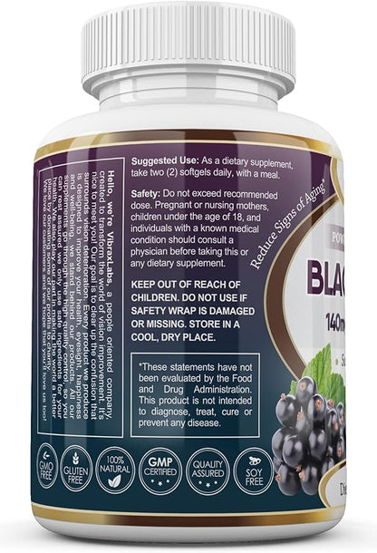 Black Currant Oil 1000mg - Hexane Free – Natural Anti Aging Antioxidant with High GLA Formula – Supports Hair, Skin, Joint & Eye Health – Premium Black Currant Seed Oil Softgel Supplement