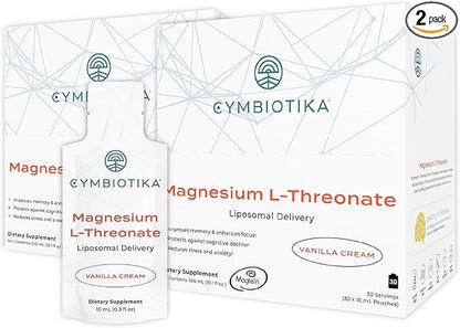 CYMBIOTIKA Magnesium L-Threonate – High-Absorption Magnesium for Brain Health, Memory, Focus & Stress Support – Promotes Mental Clarity, Relaxation & Mood Balance – Fast-Acting Liquid – 60 Servings