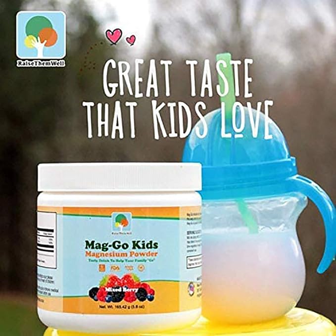 Mag-Go Kids Magnesium Powder | Constipation Relief (Mixed Berry) | 90 Servings per Tub
