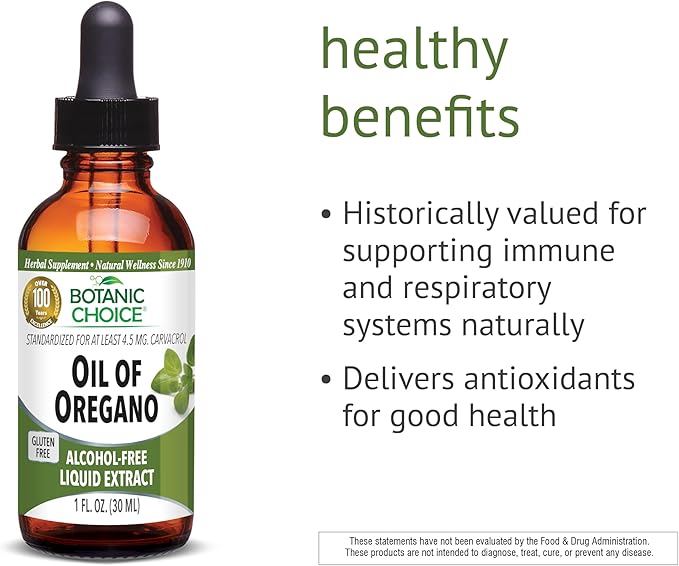 Botanic Choice Oil of Oregano Liquid Extract - Alcohol Free Herbal Supplement, Traditional Support for Immune and More - 1 Fl. Oz.