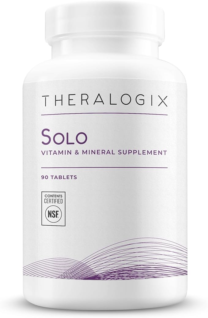 Theralogix Solo Multivitamin & Multimineral Supplement Without Iron - 90-Day Supply - Iron-Free Multivitamin - Support for Women & Men - Vitamin D3, Vitamin C & B Vitamins - NSF Certified - 90 Tablets