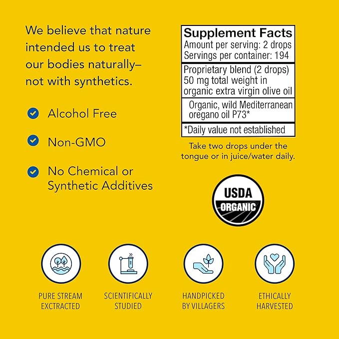 NORTH AMERICAN HERB & SPICE Oreganol - 1 fl oz, Pack of 2 - Unprocessed, Wild, Organic Oregano Oil - Mediterranean Source P73 - Non-GMO - 864 Total Servings