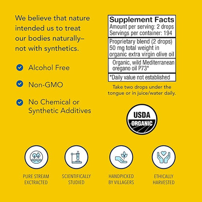 NORTH AMERICAN HERB & SPICE Oreganol - 1 fl oz, Pack of 2 - Unprocessed, Wild, Organic Oregano Oil - Mediterranean Source P73 - Non-GMO - 864 Total Servings